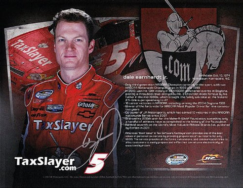 AUTOGRAPHED 2012 Dale Earnhardt Jr. #5 Tax Slayer Racing (Nationwide) 9X11 Hero Card w/COA