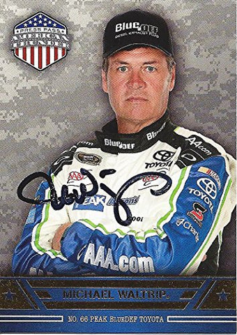 AUTOGRAPHED Michael Waltrip 2014 Wheels American Thunder (#66 Peak BlueDef Toyota Racing) Signed Collectible NASCAR Trading Card with COA
