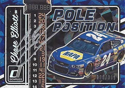 AUTOGRAPHED Chase Elliott 2017 Panini Donruss Racing POLE POSITION (#24 NAPA Car) Hendrick Motorsports Insert Signed Collectible NASCAR Trading Card #638/999 with COA and Toploader