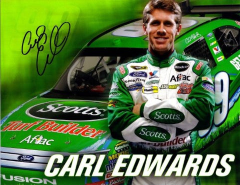 AUTOGRAPHED 2010 Carl Edwards #99 Turf Builder / Scott's Racing NASCAR Hero Card