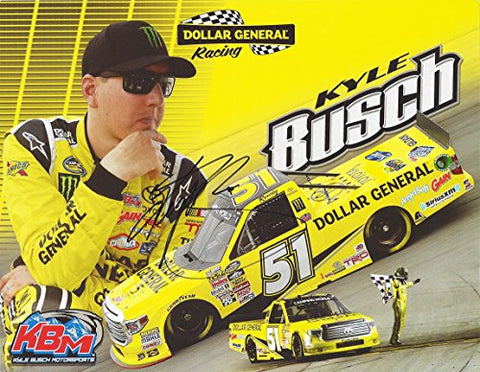 AUTOGRAPHED 2015 Kyle Busch #51 Dollar General Racing (Camping World Truck Series) 9X11 Signed Picture NASCAR Hero Card with COA