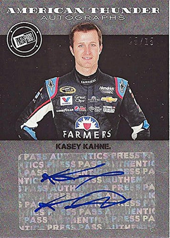 AUTOGRAPHED KASEY KAHNE 2014 Press Pass American Thunder AUTOGRAPHS (#5 Farmers) Signed Collectible NASCAR Trading Card with COA (#05 of only 15 ever produced-matching door number!)