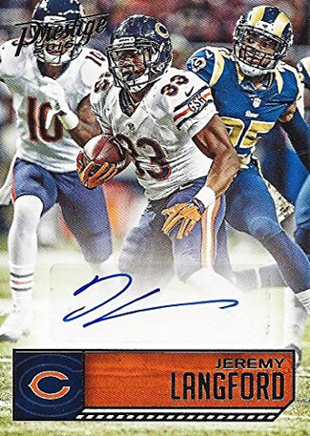 JEREMY LANGFORD 2016 Panini Prestige Football AUTOGRAPH (Chicago Bears) Rare Signed NFL Collectible Trading Card #87