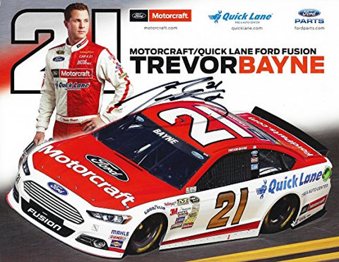 AUTOGRAPHED 2015 Trevor Bayne #21 Motorcraft Ford Racing (Wood Brothers Team) Sprint Cup Signed 9X11 Picture NASCAR Hero Card with COA