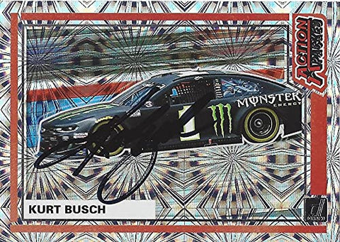 AUTOGRAPHED Kurt Busch 2021 Panini Donruss ACTION PACKED (#1 Monster Team) Chip Ganassi Racing Monster Cup Series Rare Insert Signed NASCAR Collectible Trading Card with COA