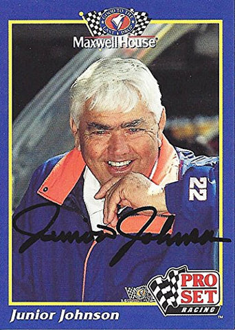 AUTOGRAPHED Junior Johnson 1992 Pro Set Racing MAXWELL HOUSE RARE PROMO (#11 Car Owner) Vintage Signed Collectible NASCAR Trading Card with COA