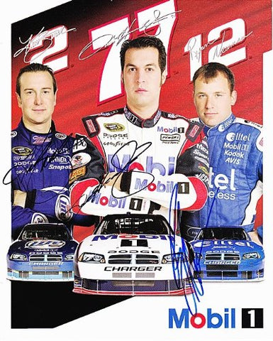 3X AUTOGRAPHED Kurt Busch / Ryan Newman / Sam Hornish Jr. 2008 Penske Team 8X10 NASCAR Signed Hero Card