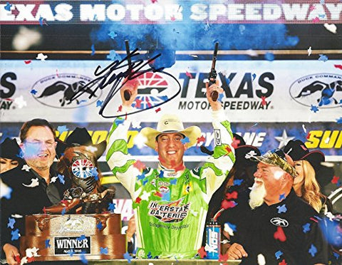 AUTOGRAPHED 2016 Kyle Busch #18 Interstate Batteries Racing DUCK COMMANDER TEXAS RACE WIN (Victory Lane Revolvers) Sprint Cup Series Signed Collectible Picture NASCAR 9X11 Inch Glossy Photo with COA