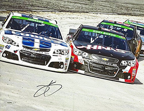 AUTOGRAPHED 2014 Jimmie Johnson #48 Lowe's Racing (White Edition) Sprint Cup Series On-Track Signed 9X11 NASCAR Glossy Photo with COA