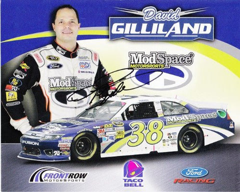 AUTOGRAPHED 2012 David Gilliland #38 Mod Space Motorsports (Front Row) SIGNED NASCAR 8X10 Hero Card w/COA