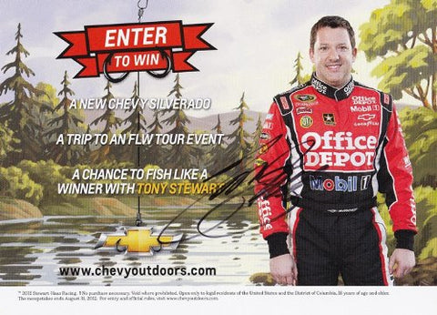 AUTOGRAPHED 2012 Tony Stewart #14 Office Depot Racing CHEVY PROMO 5X7 NASCAR SIGNED Hero Card w/COA
