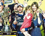 AUTOGRAPHED 2013 Jimmie Johnson #48 Lowe's Racing 6X CUP CHAMPION (Family Trophy Pose) Signed 8X10 NASCAR Glossy Photo w/COA