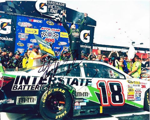 AUTOGRAPHED 2013 Kyle Busch #18 Interstate Batteries Racing CALIFORNIA WIN (Auto Club 400) 8X10 SIGNED NASCAR Photo w/COA