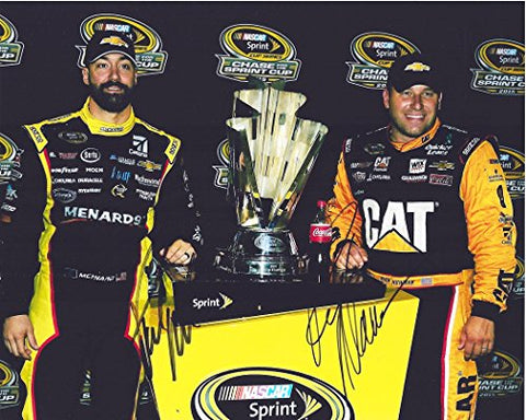 2X AUTOGRAPHED Ryan Newman & Paul Menard 2015 Chase for the Sprint Cup (Trophy Pose) Childress Racing Team 8X10 Signed Picture NASCAR Glossy Photo with COA