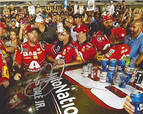 AUTOGRAPHED 2017 Dale Earnhardt Jr. #88 Axalta HOMESTEAD FINAL RIDE (Post-Race Beer with the Pit Crew) Retirement Last Race Signed Collectible Picture NASCAR 8X10 Inch Glossy Photo with COA