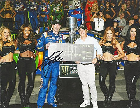 AUTOGRAPHED 2017 Kyle Busch #18 M&Ms Caramel Racing CHARLOTTE ALL-STAR RACE WIN (Million Dollar Check) Monster Energy Cup Series Signed Collectible Picture NASCAR 9X11 Inch Glossy Photo with COA