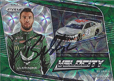 AUTOGRAPHED Bubba Wallace 2020 Panini Prizm Racing VELOCITY (#43 Air Force Team) Richard Petty Motorsports Rare Green Parallel Insert Signed Collectible NASCAR Trading Card with COA #84/99