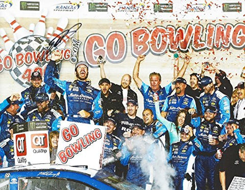 AUTOGRAPHED 2017 Martin Truex Jr. #78 Auto-Owners Insurance Team KANSAS RACE WIN (Go Bowling 400) Victory Lane Signed Collectible Picture NASCAR 9X11 Inch Glossy Photo with COA