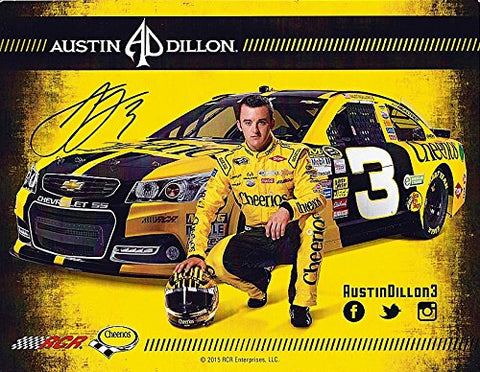 AUTOGRAPHED 2015 Austin Dillon #3 Cheerios Racing Team (Childress) Sprint Cup Series 9X11 Signed Picture NASCAR Hero Card with COA