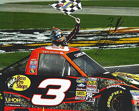 AUTOGRAPHED 2013 Ty Dillon #3 Bass Pro Shops Racing TEXAS WIN (Checkered Flag) Camping World Truck Series 8X10 Signed NASCAR Glossy Photo with COA