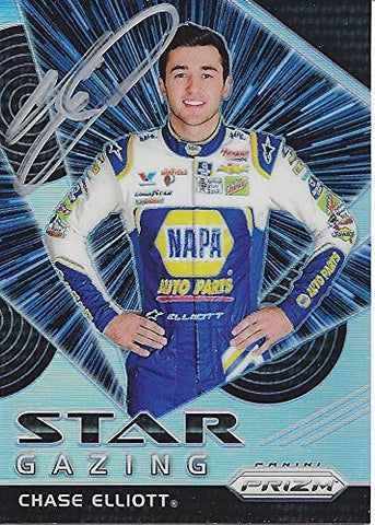 AUTOGRAPHED Chase Elliott 2018 Panini Prizm Racing STAR GAZING Hendrick Motorsports Insert Signed Collectible NASCAR Trading Card with COA