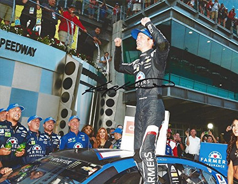 AUTOGRAPHED 2017 Kasey Kahne #5 Farmers Racing INDY BRICKYARD RACE WIN (Victory Lane Celebration) Monster Cup Series Hendrick Signed Picture NASCAR 9X11 Inch Glossy Photo with COA