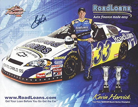 AUTOGRAPHED 2008 Kevin Harvick #33 Road Loans Racing 2X NASCAR BUSCH SERIES CHAMPION (Harvick Inc.) KHI Signed Picture 9X11 Inch NASCAR Hero Card Photo with COA