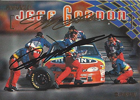AUTOGRAPHED Jeff Gordon 1997 Pinnacle Racing BUSCH CLASH WIN (#24 DuPont Rainbow Car) Extremely Rare Pepsi Promo Exclusive Vintage Signed NASCAR Collectible Trading Card with COA