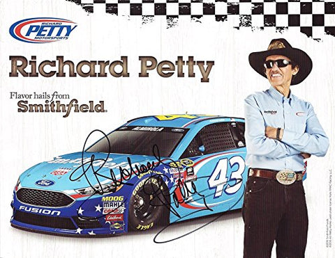 AUTOGRAPHED 2016 Richard Petty #43 Smithfield Ford Fusion Car Owner (Flavor Hails from Smithfield) Sprint Cup Series Signed 9X11 Inch Picture NASCAR Hero Card Photo with COA