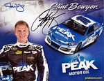 2X AUTOGRAPHED 2014 Clint Bowyer & Michael Waltrip #15 Peak Racing Signed 9X11 NASCAR Hero Card Photo with COA