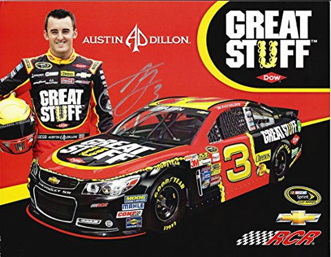 AUTOGRAPHED 2014 Austin Dillon #3 DOW GREAT STUFF (Childress Racing) Sprint Cup Series Signed 9X11 NASCAR Photo Hero Card with COA
