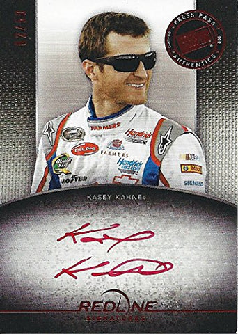 AUTOGRAPHED Kasey Kahne 2012 Press Pass Red Line Racing RED-INK SIGNATURE (#5 Farmers Insurnace Team) Hendrick Insert Signed NASCAR Collectible Trading Card (#02 of 50)
