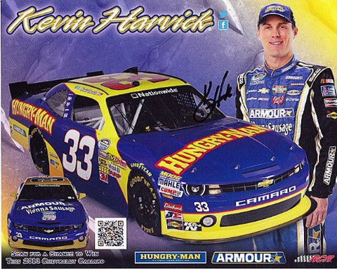 AUTOGRAPHED 2013 Kevin Harvick #33 Hungry-Man Racing (N-Wide) 8X10 SIGNED NASCAR Hero Card w/COA