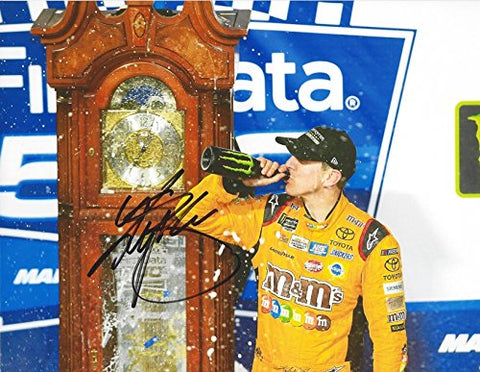 AUTOGRAPHED 2017 Kyle Busch #18 M&Ms Halloween MARTINSVILLE RACE WIN (Grandfather Clock) Monster Energy Cup Series Signed Collectible Picture NASCAR 9X11 Inch Glossy Photo with COA