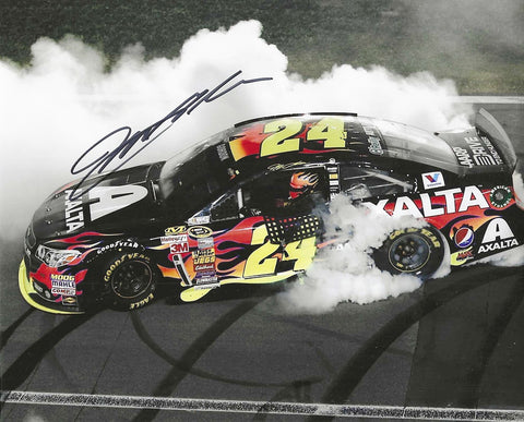 AUTOGRAPHED 2014 Jeff Gordon #24 Axalta Flames Racing KANSAS RACE WIN BURNOUT (Victory Celebration) Hendrick Motorsports Signed Collectible Picture 8X10 Inch NASCAR Glossy Photo with COA