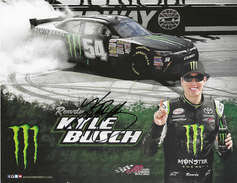 AUTOGRAPHED 2014 Kyle Busch #54 Monster Racing ROWDY OFFICIAL HERO CARD (Xfinity Series) Signed NASCAR Collectible Picture 9X11 Inch Photo with COA