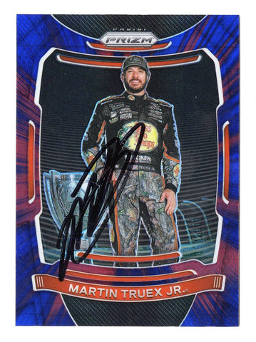 AUTOGRAPHED Martin Truex Jr. 2021 Panini Prizm Racing RED & BLUE HYPER PRIZM (Championship Trophy) Insert Signed NASCAR Collectible Trading Card with COA