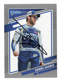 AUTOGRAPHED Daniel Suarez 2022 Donruss Racing RARE GRAY PARALLEL (#99 Camping World Team) Trackhouse Racing Insert Signed NASCAR Collectible Trading Card with COA