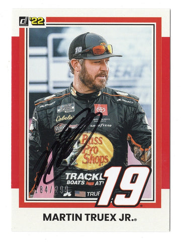 AUTOGRAPHED Martin Truex Jr. 2022 Donruss Racing MTJ (#19 Bass Pro Team) Rare Red Parallel Insert Signed NASCAR Collectible Trading Card #084/299 with COA