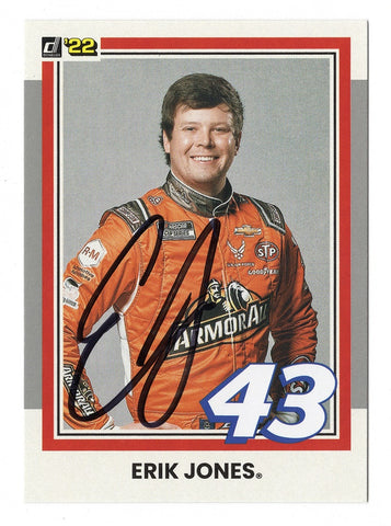 AUTOGRAPHED Erik Jones 2022 Donruss Racing RARE GRAY PARALLEL (#43 ArmorAll Petty Motorsports Team) Insert Signed NASCAR Collectible Trading Card with COA