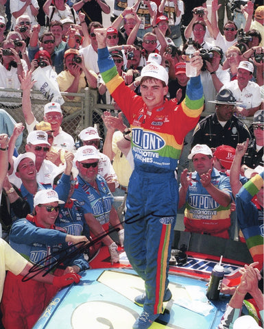 AUTOGRAPHED 1994 Jeff Gordon #24 DuPont Racing BRICKYARD 400 RACE WIN (Inaugural Indy Race) Vintage Signed 8X10 Inch Picture NASCAR Glossy Photo with COA