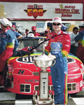 AUTOGRAPHED 1995 Jeff Gordon #24 DuPont Rainbow BRISTOL RACE WIN (Food City 500) Victory Lane Trophy Vintage Signed 8X10 Inch Picture NASCAR Glossy Photo with COA