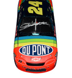 AUTOGRAPHED 1996 Jeff Gordon #24 DuPont Rainbow CHEVY 400TH WIN (Bristol Race) Color Chrome Signed Action 1/24 Scale NASCAR Diecast Car with COA