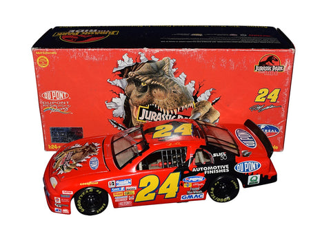 AUTOGRAPHED 1997 Jeff Gordon #24 DuPont Racing JURASSIC PARK THE RIDE (Vintage) Rare Signed Action 1/24 Scale NASCAR Diecast Car with COA