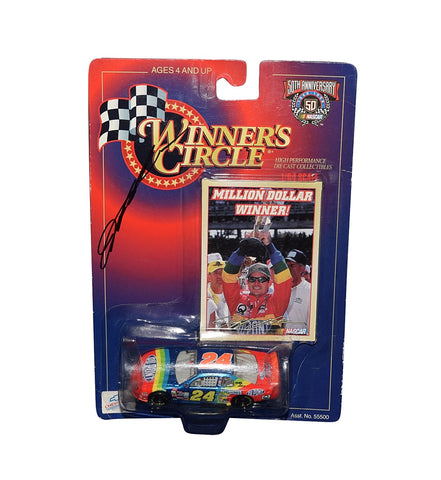 AUTOGRAPHED 1997 Jeff Gordon #24 DuPont Racing MILLION DOLLAR WINNER Vintage Signed Collectible 1/64 Scale NASCAR Diecast Car with COA