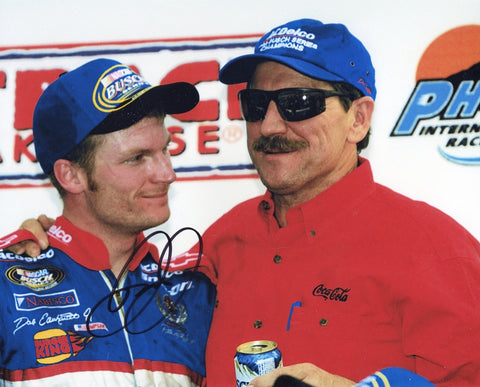 AUTOGRAPHED 1999 Dale Earnhardt Jr. #3 ACDelco Racing PHOENIX GRAND NATIONAL WIN (Victory Lane with Dad) Signed 8X10 Inch Picture NASCAR Glossy Photo with COA