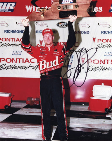 AUTOGRAPHED 2000 Dale Earnhardt Jr. #8 Budweiser RICHMOND RACE WIN (Victory Lane Trophy) Vintage Signed 8X10 Inch Picture NASCAR Glossy Photo with COA