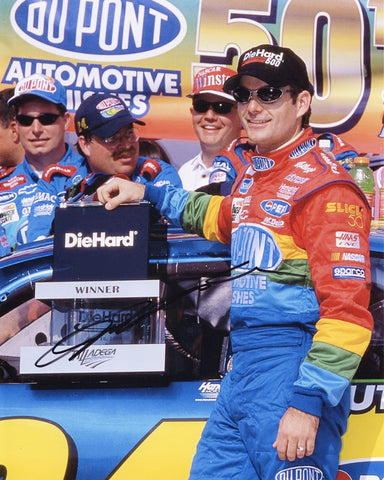 AUTOGRAPHED 2000 Jeff Gordon #24 DuPont Racing TALLADEGA RACE WIN (Diehard 500 Trophy) Vintage Signed 8X10 Inch Picture NASCAR Glossy Photo with COA