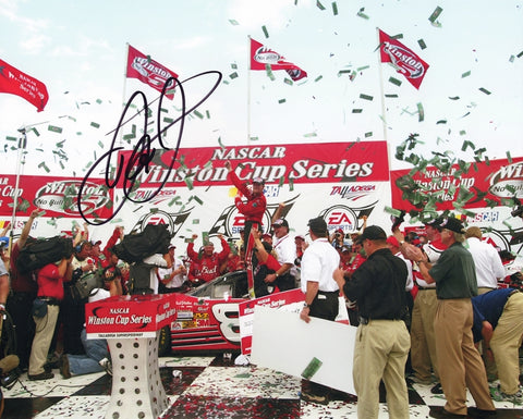 AUTOGRAPHED 2002 Dale Earnhardt Jr. #8 Budweiser TALLADEGA RACE WIN (Victory Lane) EA Sports 500 Signed 8X10 Inch Picture NASCAR Glossy Photo with COA