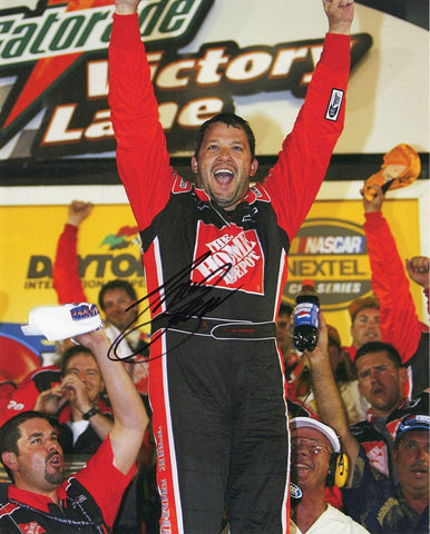 AUTOGRAPHED 2005 Tony Stewart #20 Home Depot Racing DAYTONA RACE WIN (Victory Lane Celebration) Vintage Signed 8X10 Inch Picture NASCAR Glossy Photo with COA
